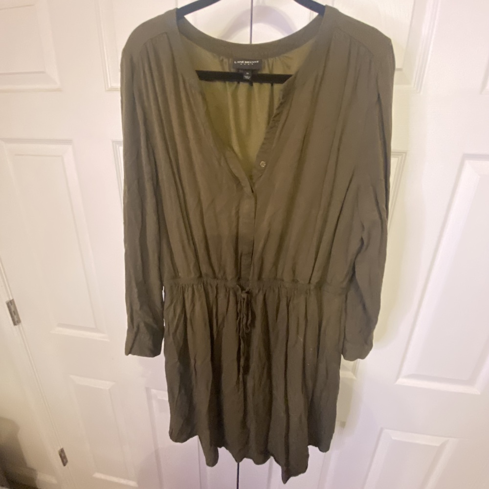 LANE BRYANT 18 Olive Green Dress Plus size curvy fashion